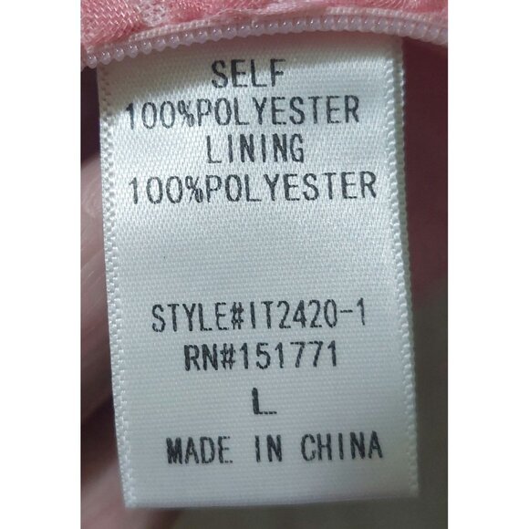 NWT Le Lis Pink Puff Sleeve Floral Crop Top W/ Textured Rose Design Large - Picture 11 of 11